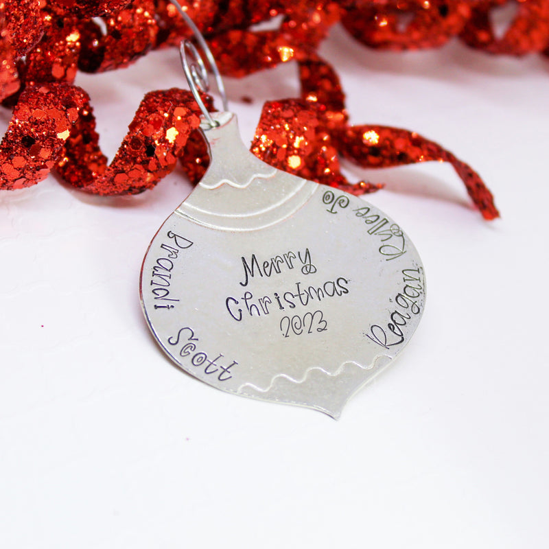 Pewter personalized vintage Christmas ornament