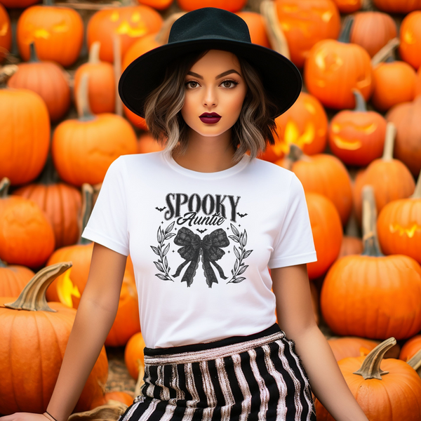 Spooky Auntie Black Bow T-Shirt