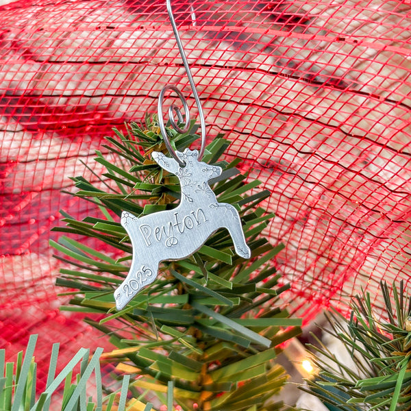 Personalized Reindeer Ornament, Small Name Ornament
