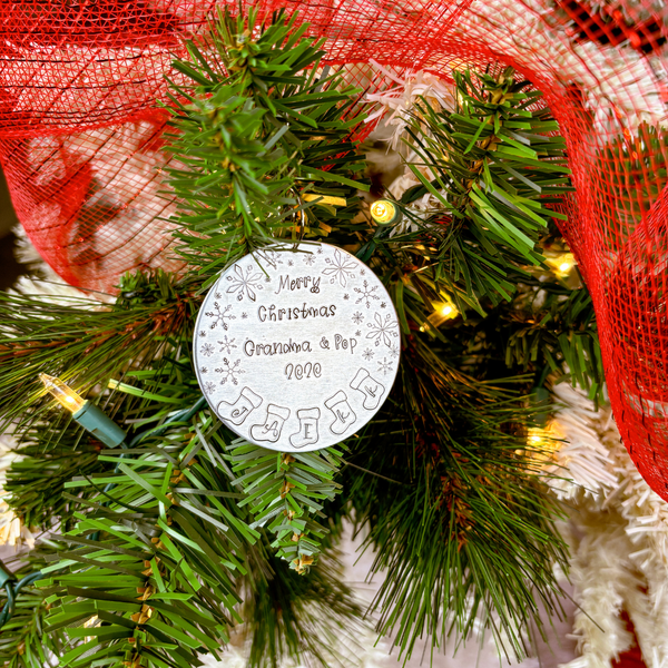 Grandkids names ornament, Initial stockings ornament