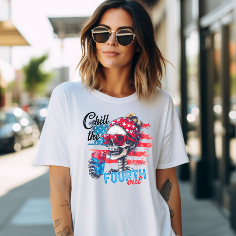 Chill the Fourth Out Tee – Funny Patriotic Skeleton T-Shirt