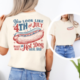 You Look Like the 4th of July – Hot Dog Back Print Tee im comfort colors ivory