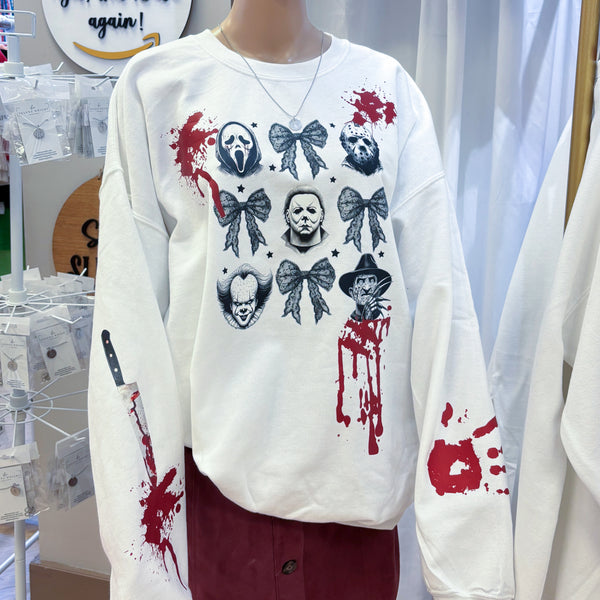 Halloween Blood Spatter Horror Friends Coquette Sweatshirt – Limited Edition