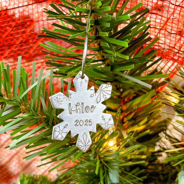 Small Personalized Snowflake Christmas Ornament, Snowflake #2 name ornament