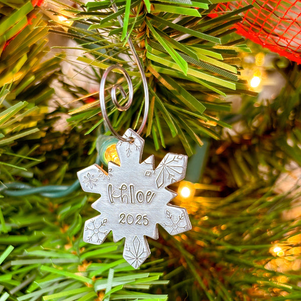 Small Personalized Snowflake Christmas Ornament, Snowflake #2 name ornament