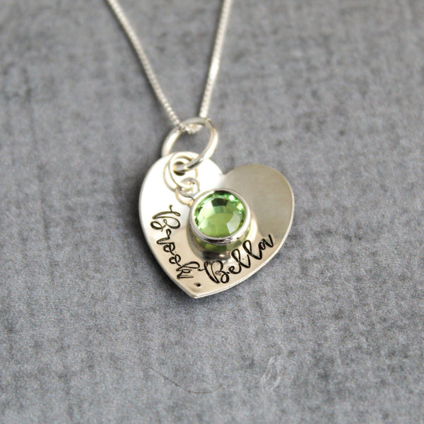 personalized necklace sterling silver heart with kids names