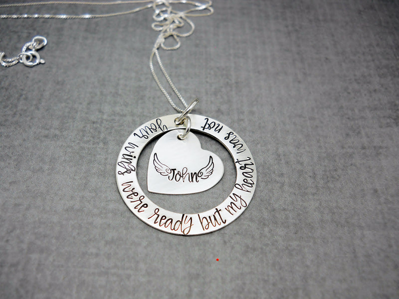 Your Wings Were Ready Sterling Silver Memorial Necklace, flat lay