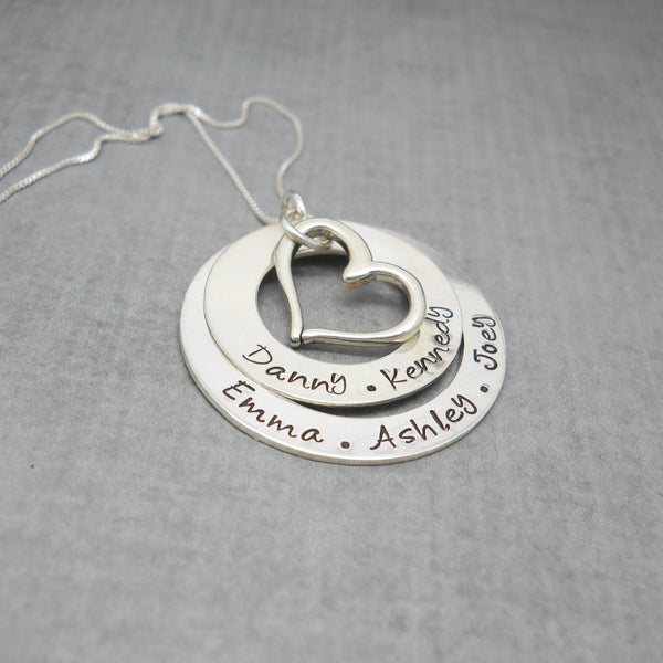 Sterling silver double washer mother's necklace with quote - DCDJewelry