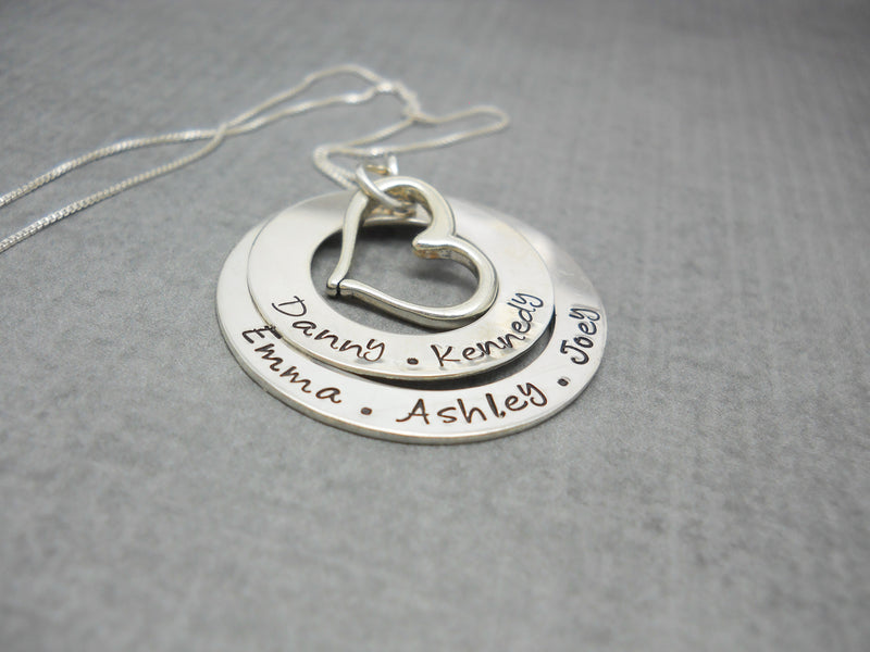 Sterling silver double washer mother's necklace with quote - Sweet Tea & Jewelry