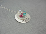 Sterling silver double layered personalized mom necklace with kids names - Delena Ciastko Designs
