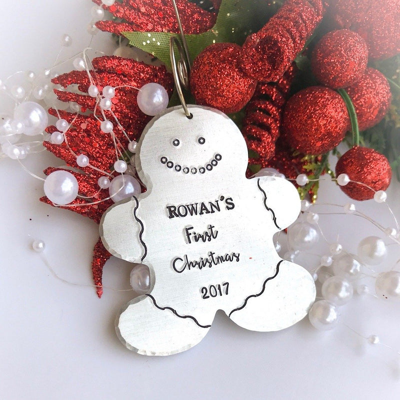 Gingerbread Man "Baby's First Christmas" Ornament | Hand Stamped Christmas Ornament
