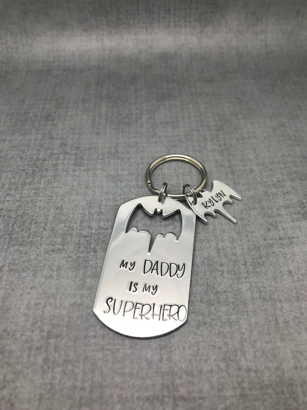 Super Hero Bat Dad Keychain