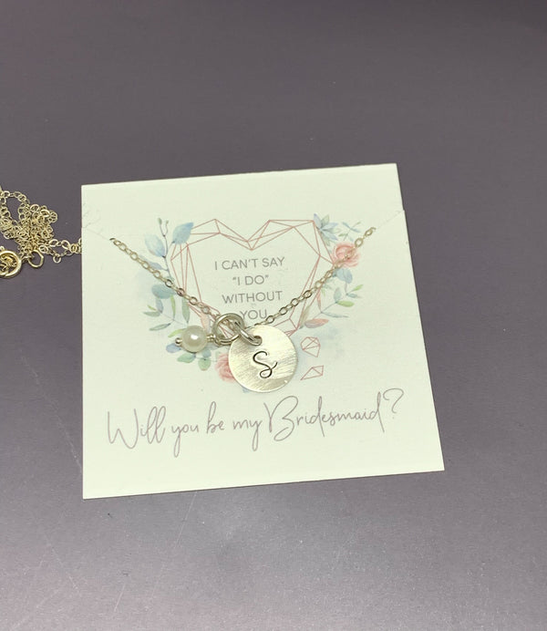 Sterling silver Bridesmaid proposal necklace, Bridesmaid gift
