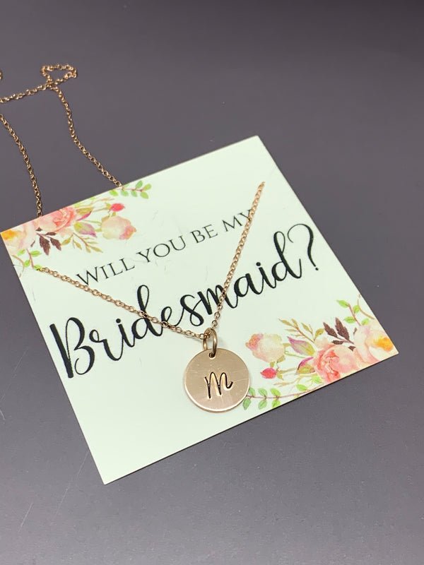 Rose Gold Bridesmaid proposal necklace, Bridesmaid gift