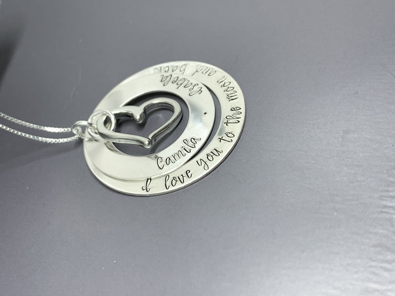 Sterling silver personalized double washer necklace