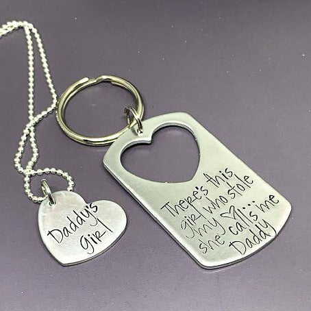 daddy's girl key chain and necklace set