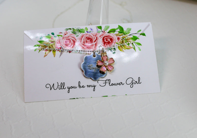 Sterling silver Flower girl necklace, Flower girl proposal