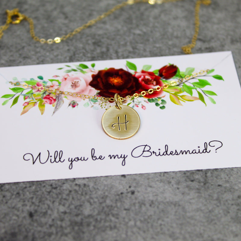 Bridesmaid initial necklace | bridesmaid proposal