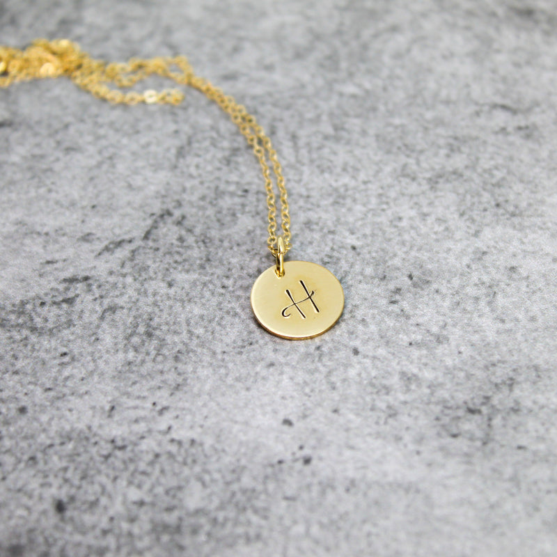 Bridesmaid initial necklace, 14kt Gold Filled