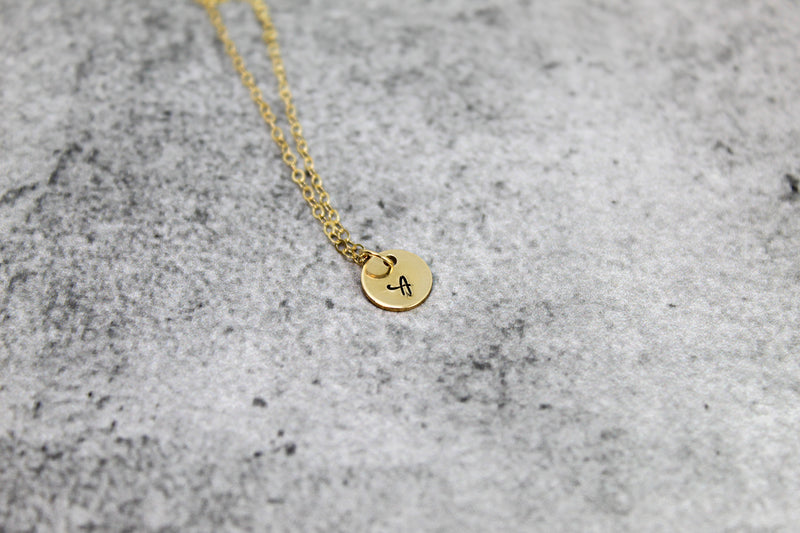 Tiny Bridesmaid initial necklace, 14kt Gold Filled