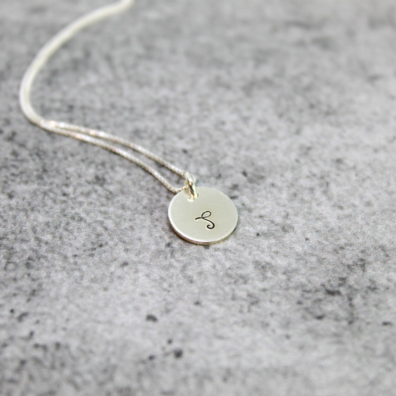 tiny sterling silver initial necklace 