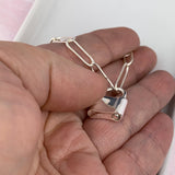 5.4mm large paperclip chain necklace with padlock .925 sterling