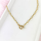 gold paperclip chain necklace with toggle