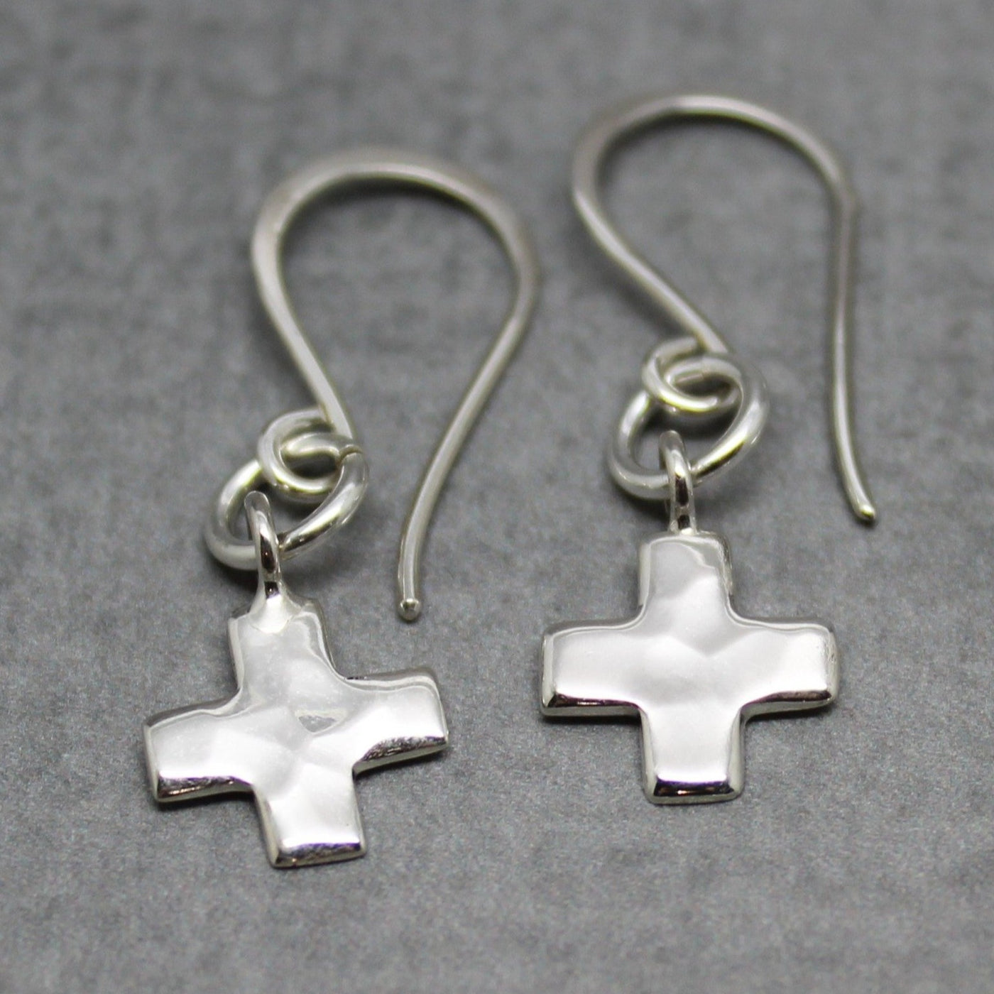 Sterling silver hammered cross earrings – Delena Wright Artisan