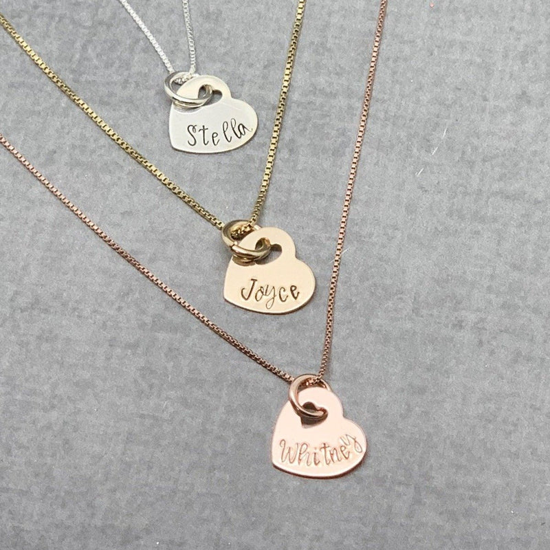 Personalized Heart Initial necklace, sterling silver, gold, rose gold