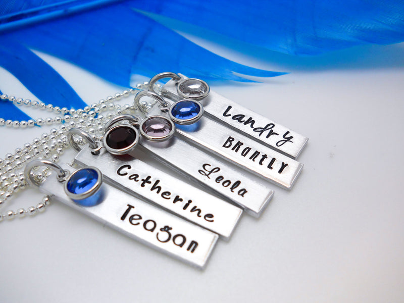 Personalized Bar Name Necklace, Aluminum, multiple examples