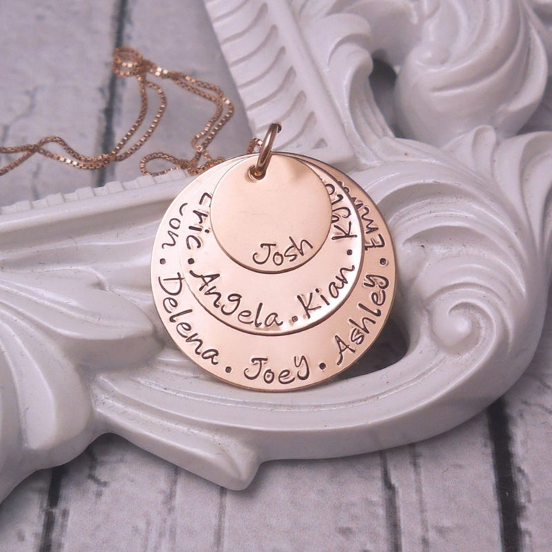 Rose gold filled personalized kids name necklace, Personalized Mothers Necklace - Delena Ciastko Designs