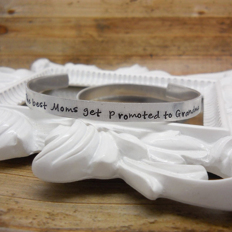 The best moms get promoted to Grandma bracelet, personalized bracelet - Delena Ciastko Designs
