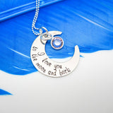 Sterling silver I love you to the moon and back, Crescent Moon Necklace - Delena Ciastko Designs