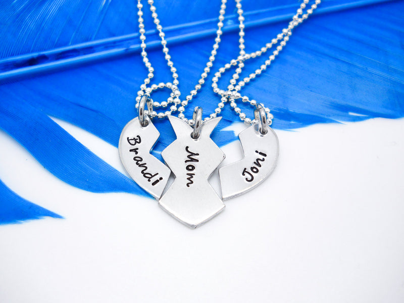 3 Piece Broken Heart Best Friends Necklace Set - Separated 
