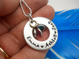 Personalized Mom Necklace with floating birthstones, washer necklace - Sweet Tea & Jewelry