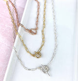 Gold paperclip chain necklace