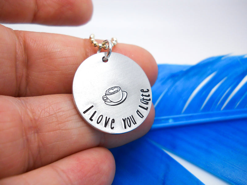 I Love You a Latte Necklace | Coffee Necklace, In Hand