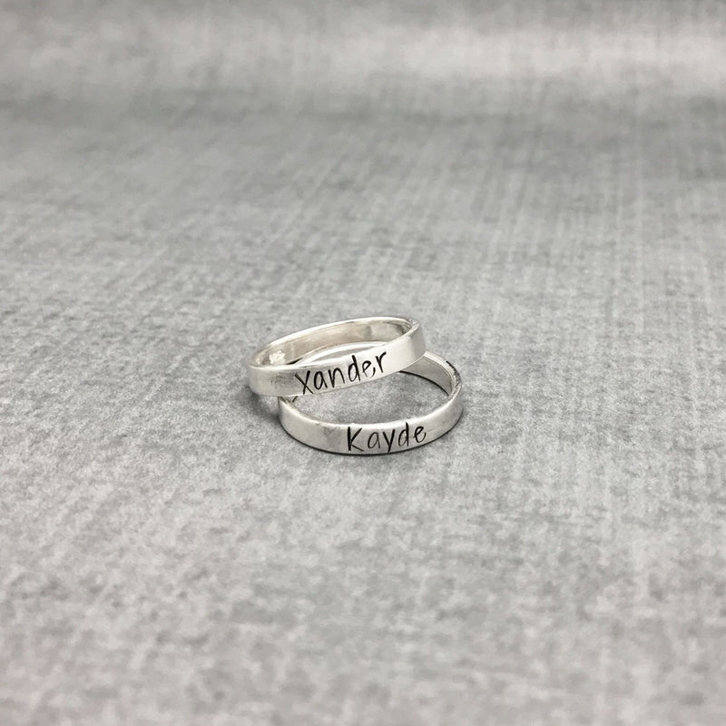 Sterling Silver Personalized Stackable Name Ring